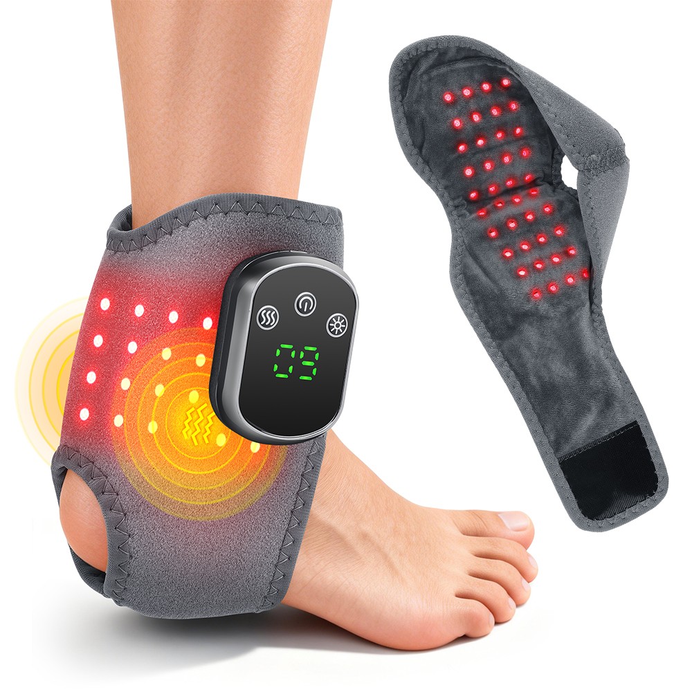 40 LED Red Light Therapy 660nm Ankle Massager w/Heated Vibration Ankle Brace Pad