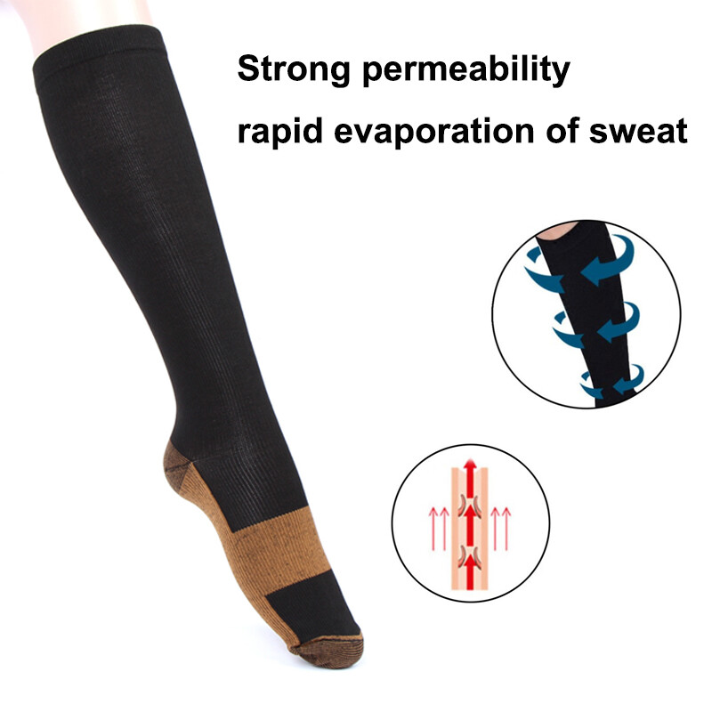 6 Pairs Copper Energy Knee High Compression Socks For Men Women Pain Relief US