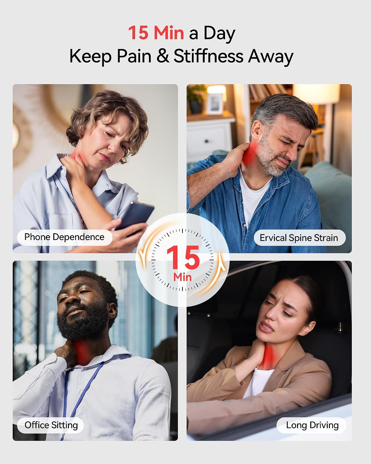 Heated Cervical Traction Device with Red Light and Dynamic Massage | 660Nm & 850