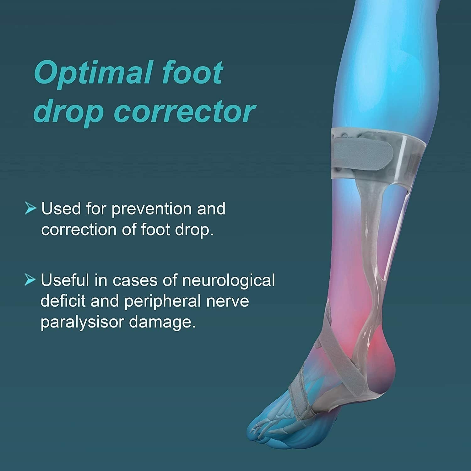 Foot Drop Splint With Liner, Grey, Left, Medium Anatomical design