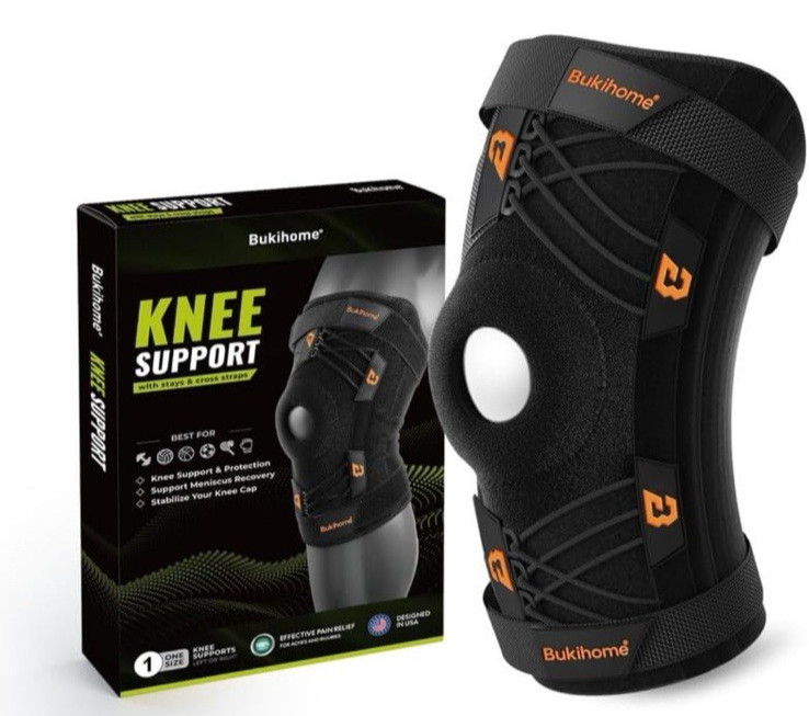 Knee Support with Stays and Cross Straps Meniscus Support Kneecap Stabilizer New