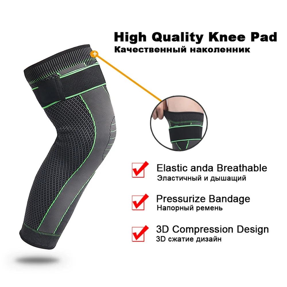 1/2Pcs Full Leg Compression Sleeve with Compression Strap for Women Men Long Leg