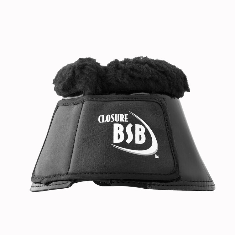 New Glossy Dressage Sport Bell Boots with Fleece Trim – Medium – Black