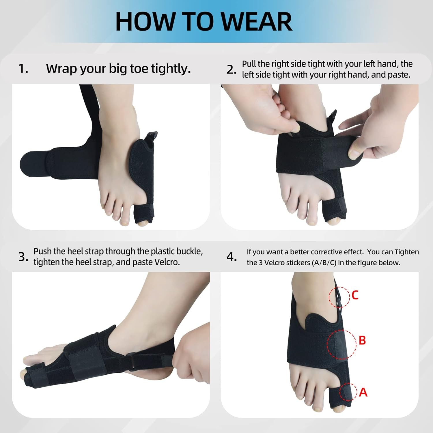MOONSMILE 1 Pair Foot Bunion Corrector for Women & Men, Night One Size, Black