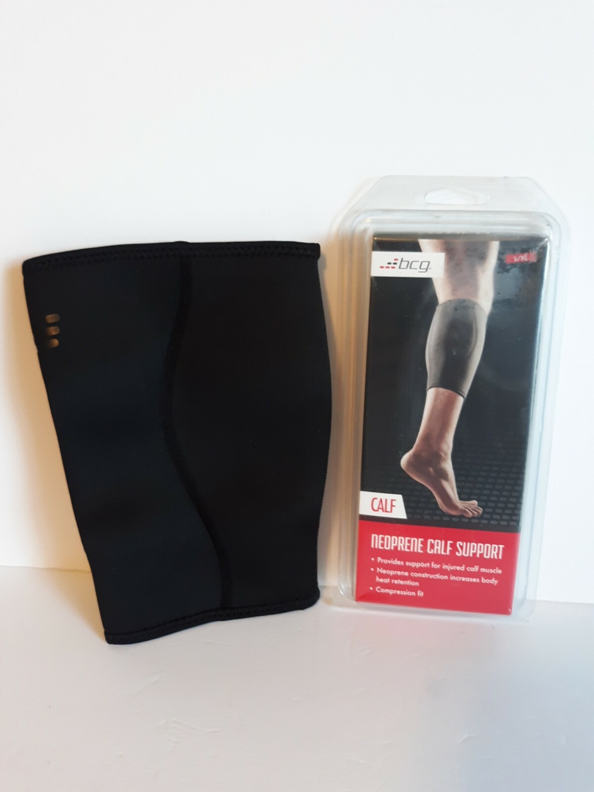 BCG Neoprene Calf Support L/XL Black Compression Fit Muscle Pain Relief