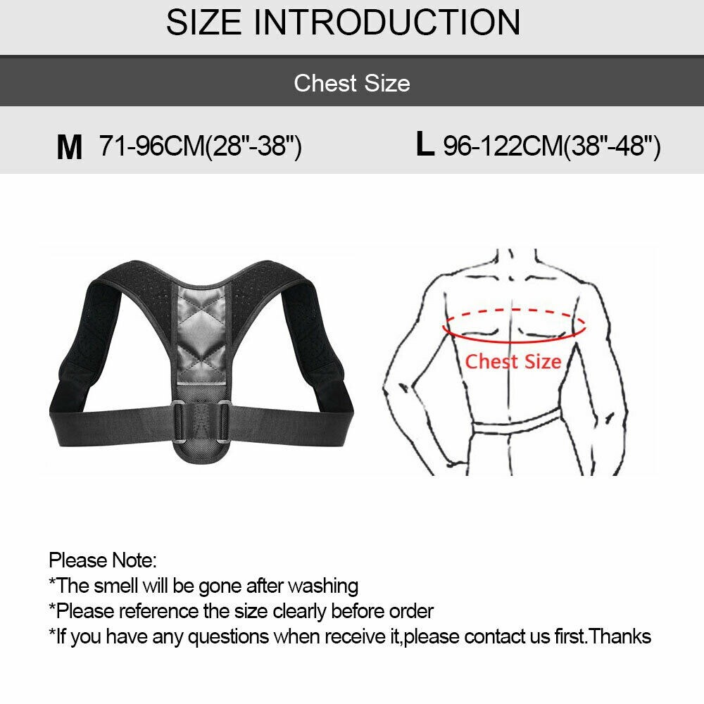 Men Women Adjustable Posture Corrector Back Shoulder Therapy Support Brace Belt