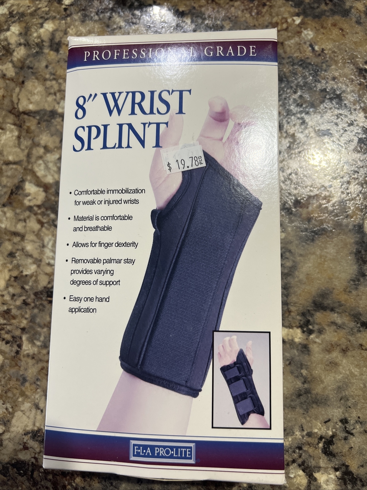 Professional Grade FLA Pro Lite 8″ Wrist Splint XL Left black
