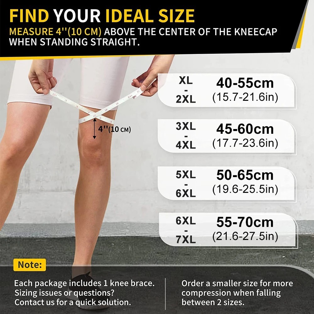 Knee Brace XL-8XL Compression Adjustable Patella Support Running Walking Large