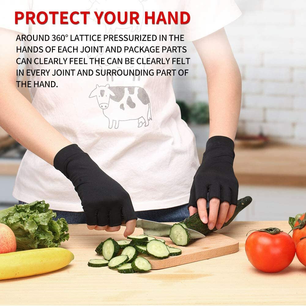 2 Pairs Copper Compression Arthritis Gloves Carpal Tunnel Joint Pain Relief Hand