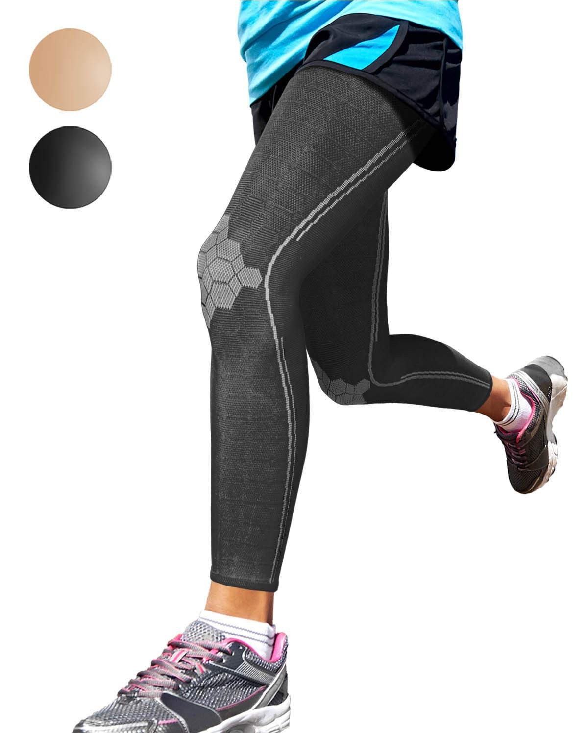 Midnight Black Full Leg Compression Sleeves – Pain Relief & Support for Sports