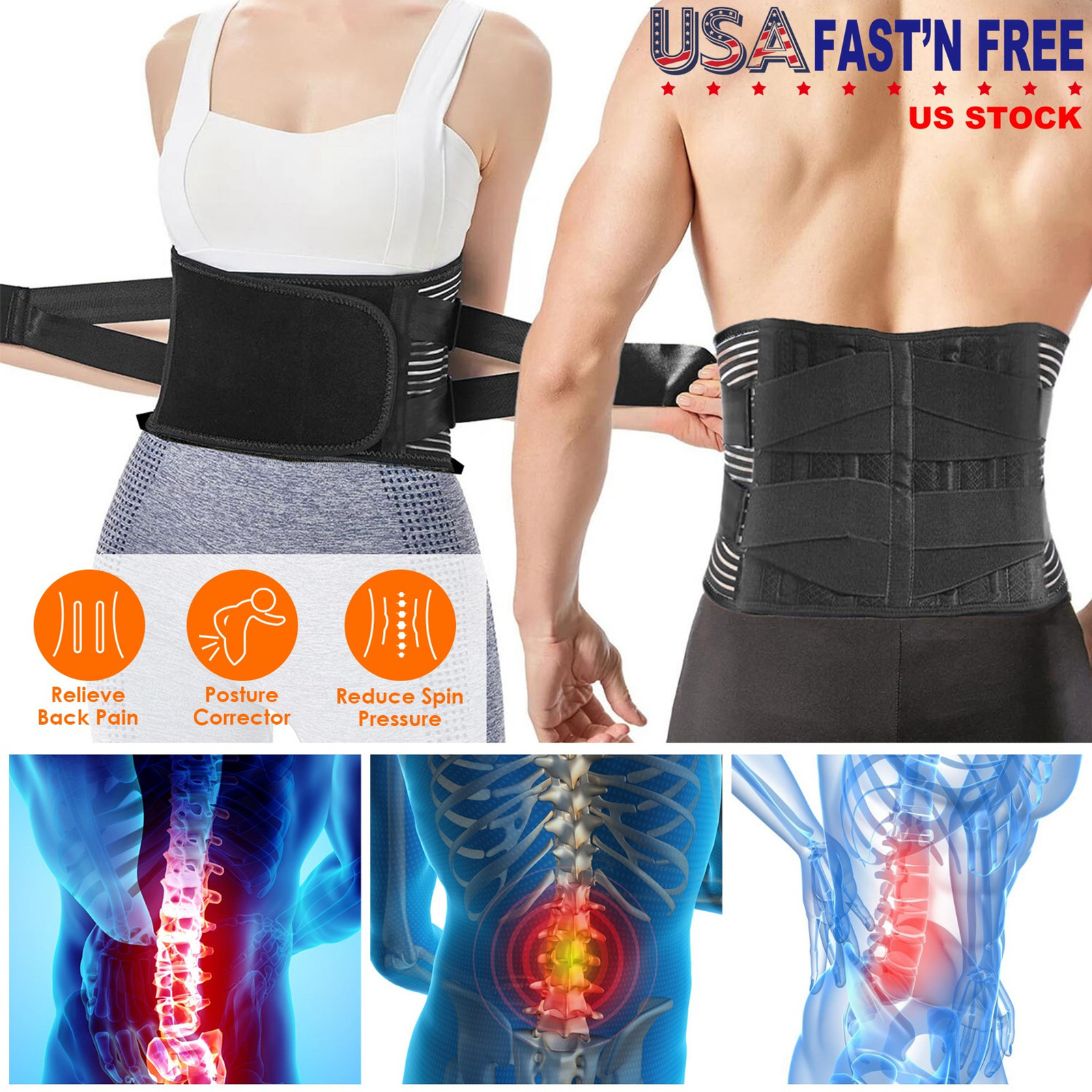 Back Support Brace Breathable Mesh Lumbar