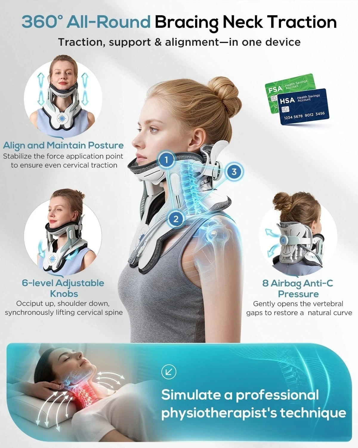 Cervical Neck Traction Device: Neck Stretcher for Cervical Pain Relief, Electric