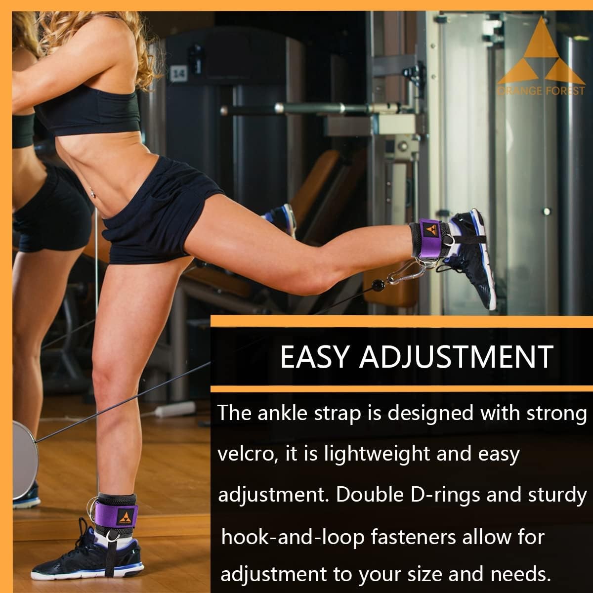 Ankle Strap for Cable Machine (Pair) Adjustable Comfort fit Neoprene and