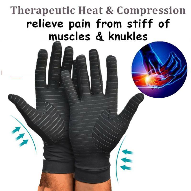 Compression Copper Gloves Hand Support Anti Arthritis Pain Relief Full Finger P
