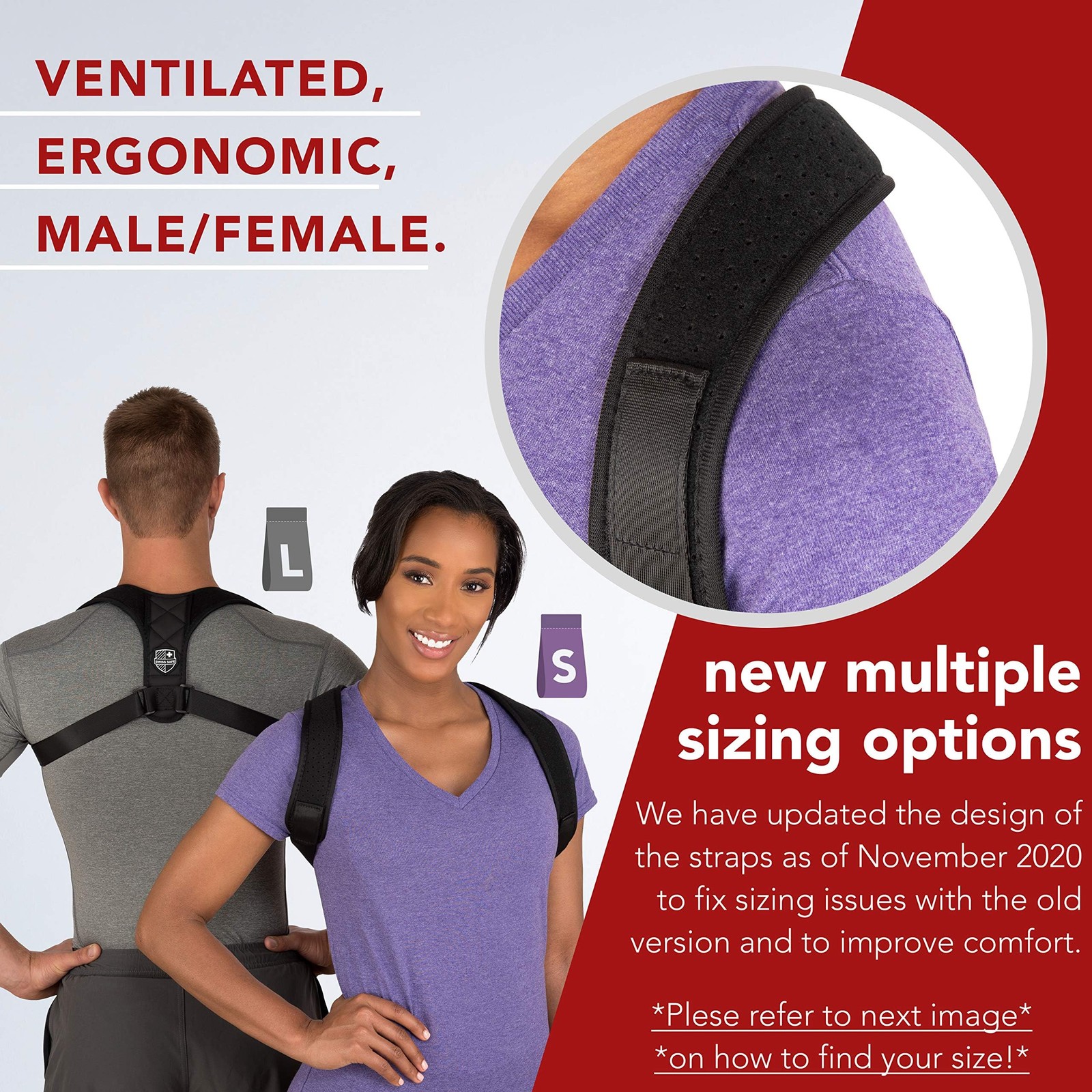 Swiss Safe Posture Corrector for Men/Women – Stylish Large (Pack of 1), Black