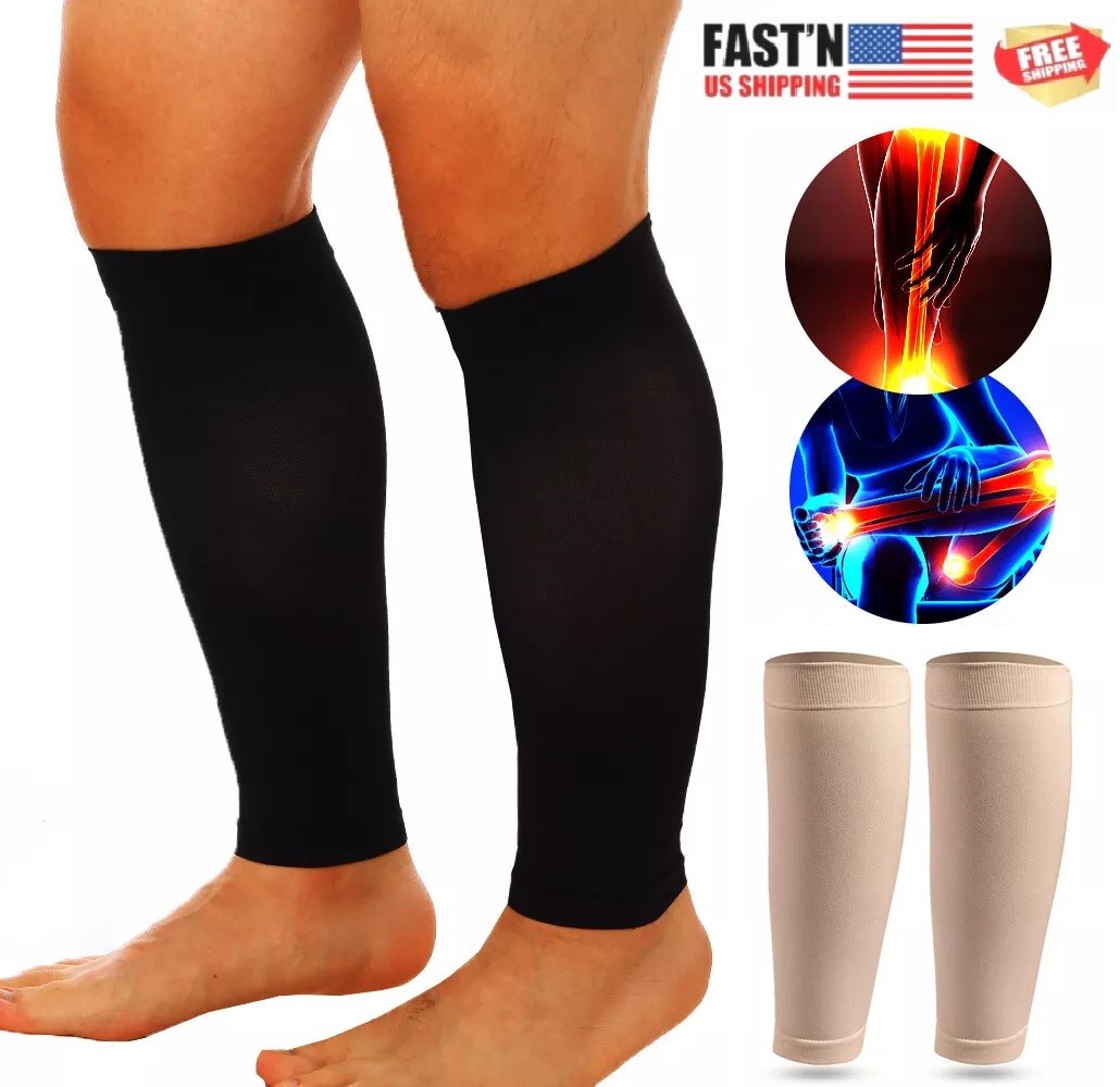 Calf Sleeves Leg Support Compression Socks Running Shin Splint Varicose Hot USA