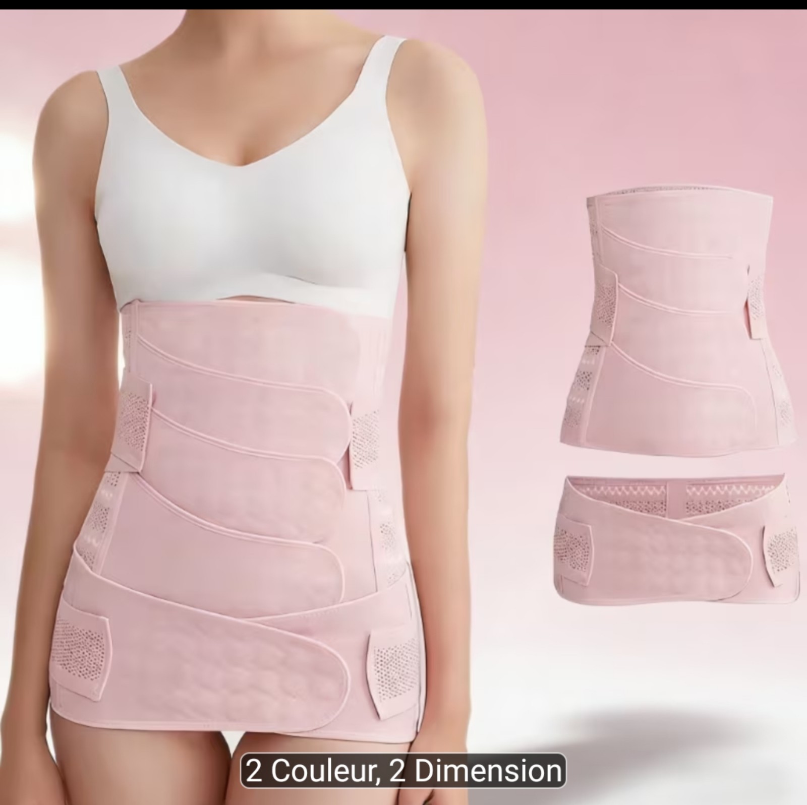 Adjustable Abdominal Support Belt Pregnancy Compression Size L Beige Pink White