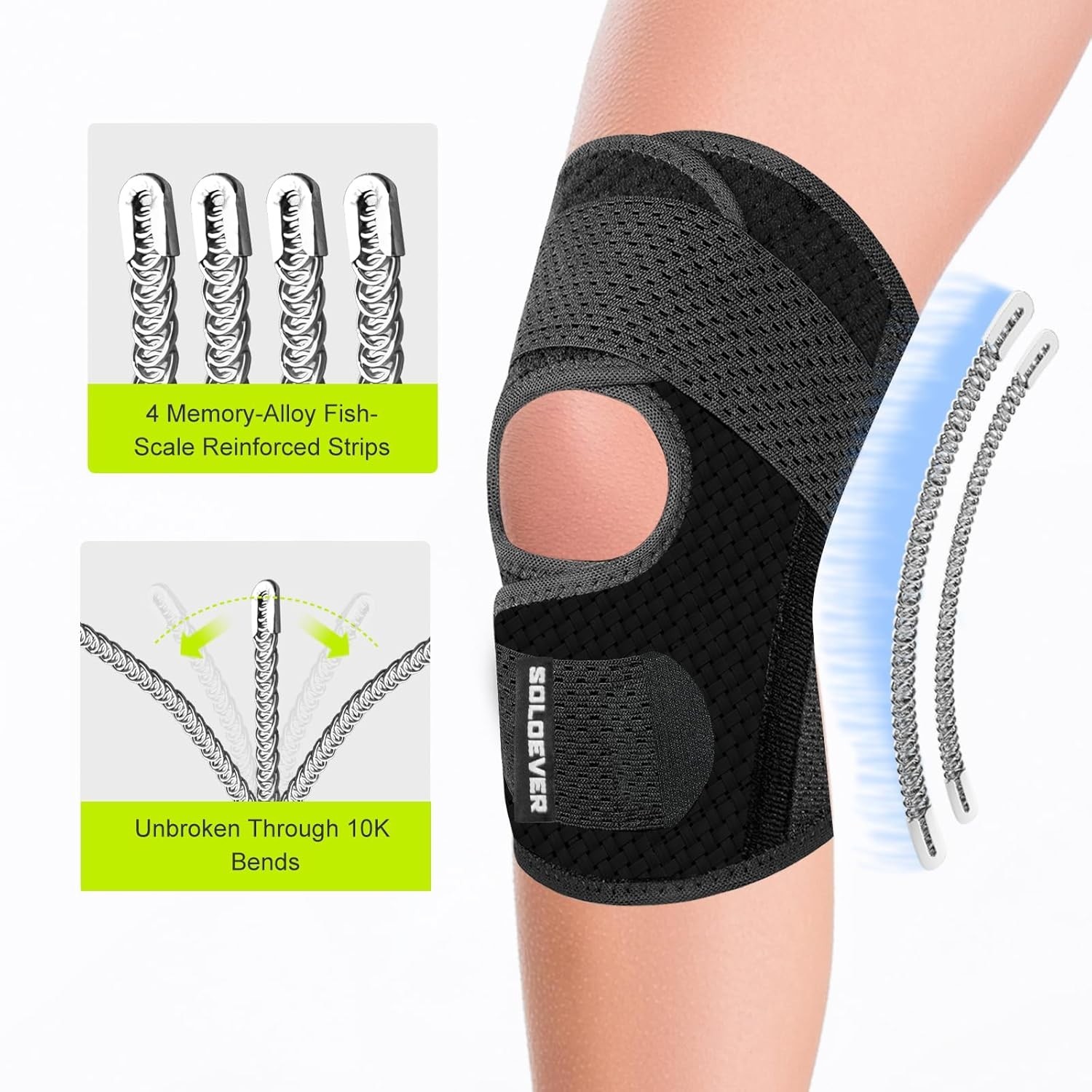 Ultra-Thin Knee Brace with Side Stabilizers for Women & Men, Adjustable Knee …