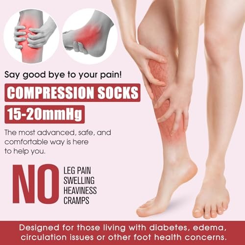 COOLOVER 4 Pairs Compression Socks for Large-X-Large 02 Black/Gray/Pink/Beige