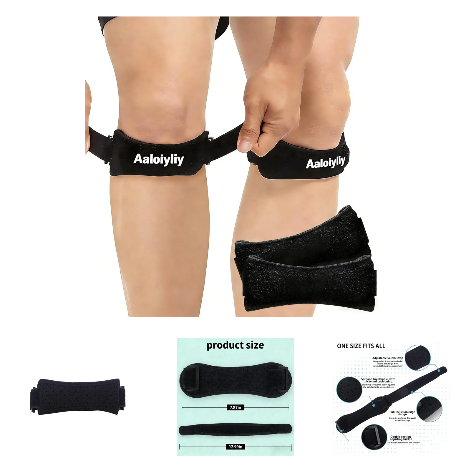 Knee Support Brace for Women Men Double Knit Patella Tendon Straps for Running