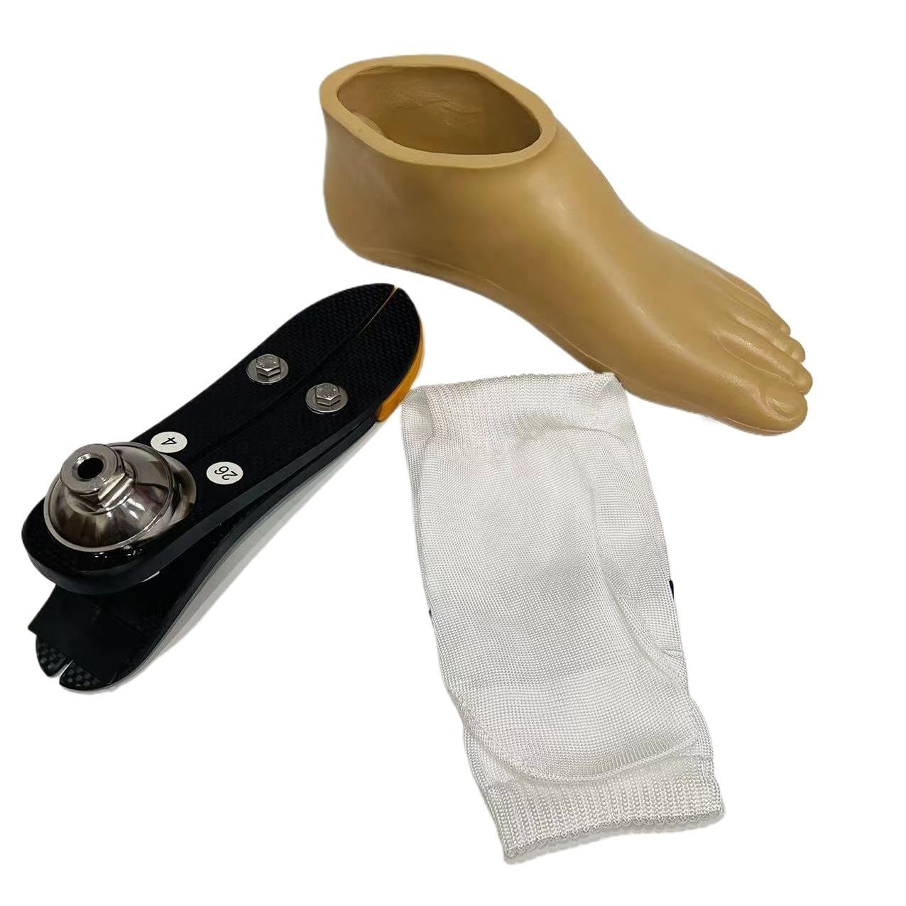 Carbon Fiber Prosthetic Foot Kit w/ Shell, Sock & Forefoot Pad 22-28cm L/R