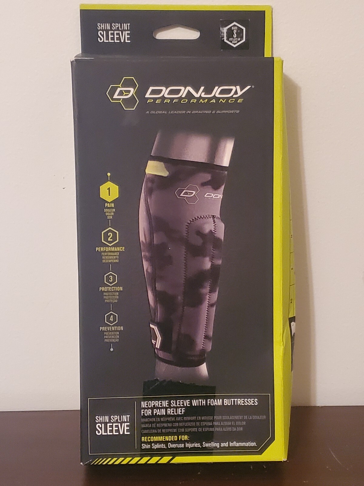 DonJoy Performance Neoprene Shin Splint Sleeve Black / Grey Camo / Lime S Small