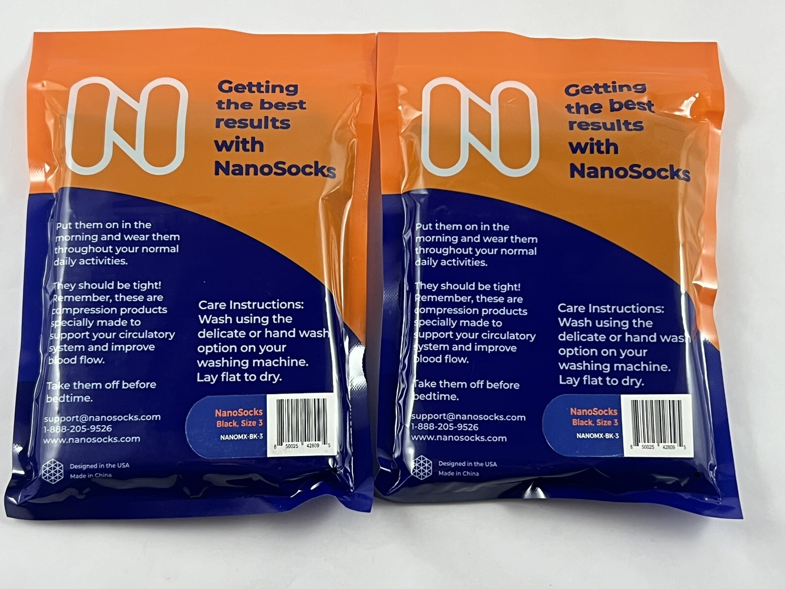 2 Packages, NANOSOCKS, 3D Nano-Weave Technology, Black Size 3, NANOMX-BK-3