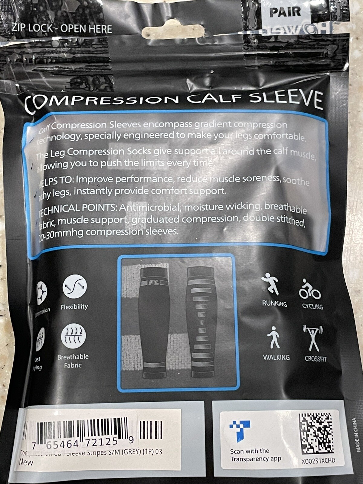 PowerLix Compression Calf Sleeve 1 Pair. Small Medium. Unisex.
