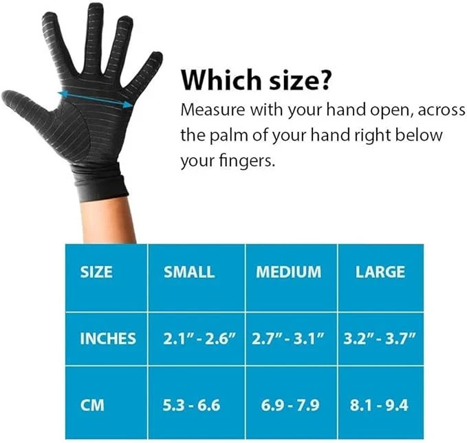 Copper Compression Gloves Anti Arthritis Fullfinger Hand Support Pain Relief UK