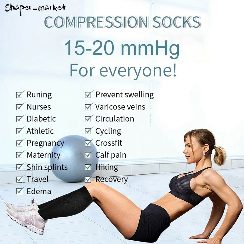 Women’s Mild Compression Wide Calf Knee High Support Socks – 3 Pair
