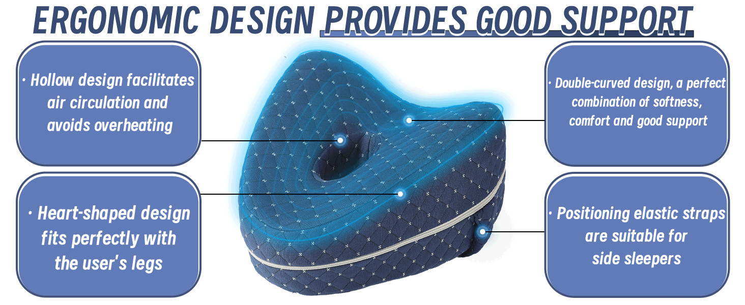 Knee Pillow for Side Sleepers, Memory Foam Leg Support with Adjustable Strap, Br