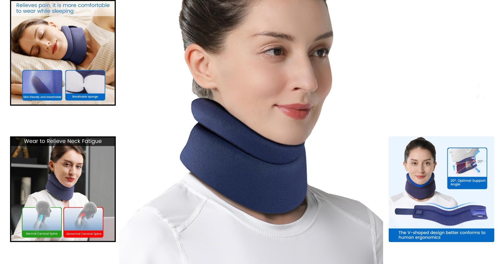 Lightweight Adjustable Neck Support Collar for Sleep Apnea & Neck Pain – S Size