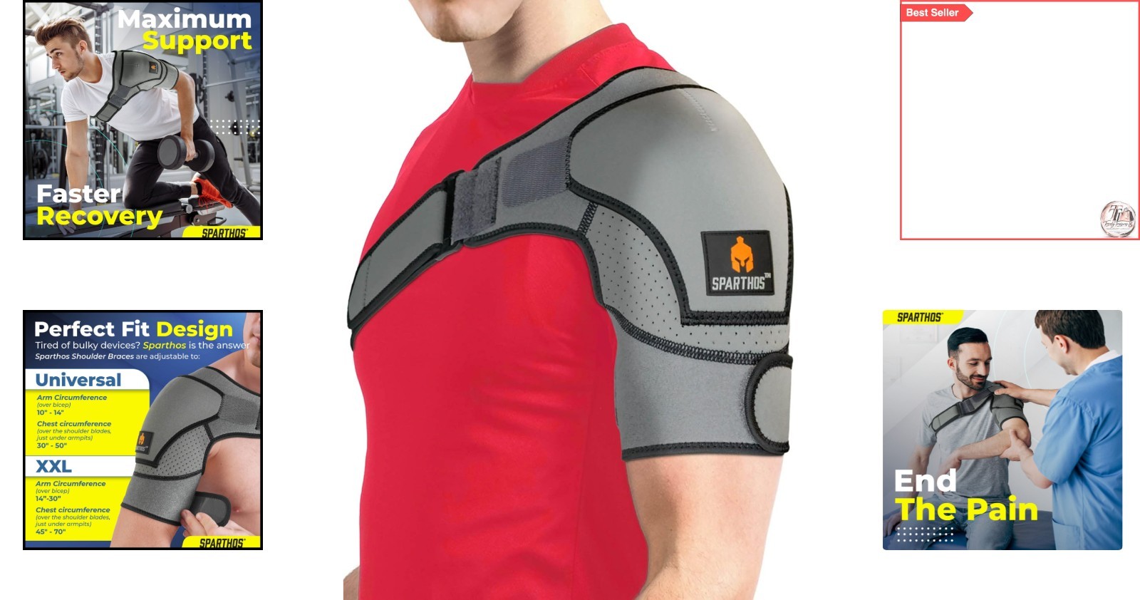 XXL Shoulder Brace Support Sleeve for Rotator Cuff & AC Joint Pain Relief