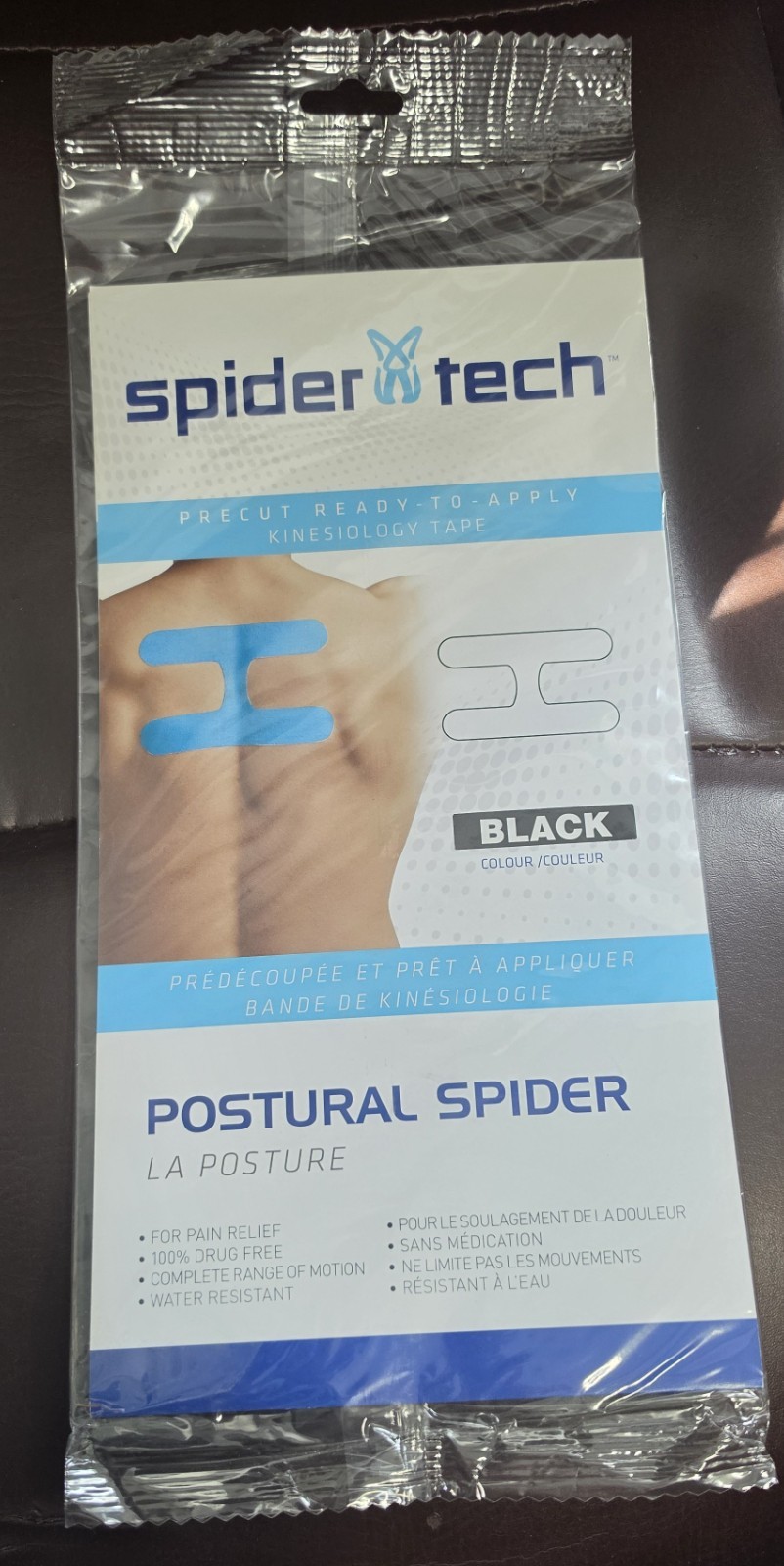SPIDER TECH PRECUT READY TO APPLY KINESIOLGY TAPE (POSTURAL SPIDER) BLACK