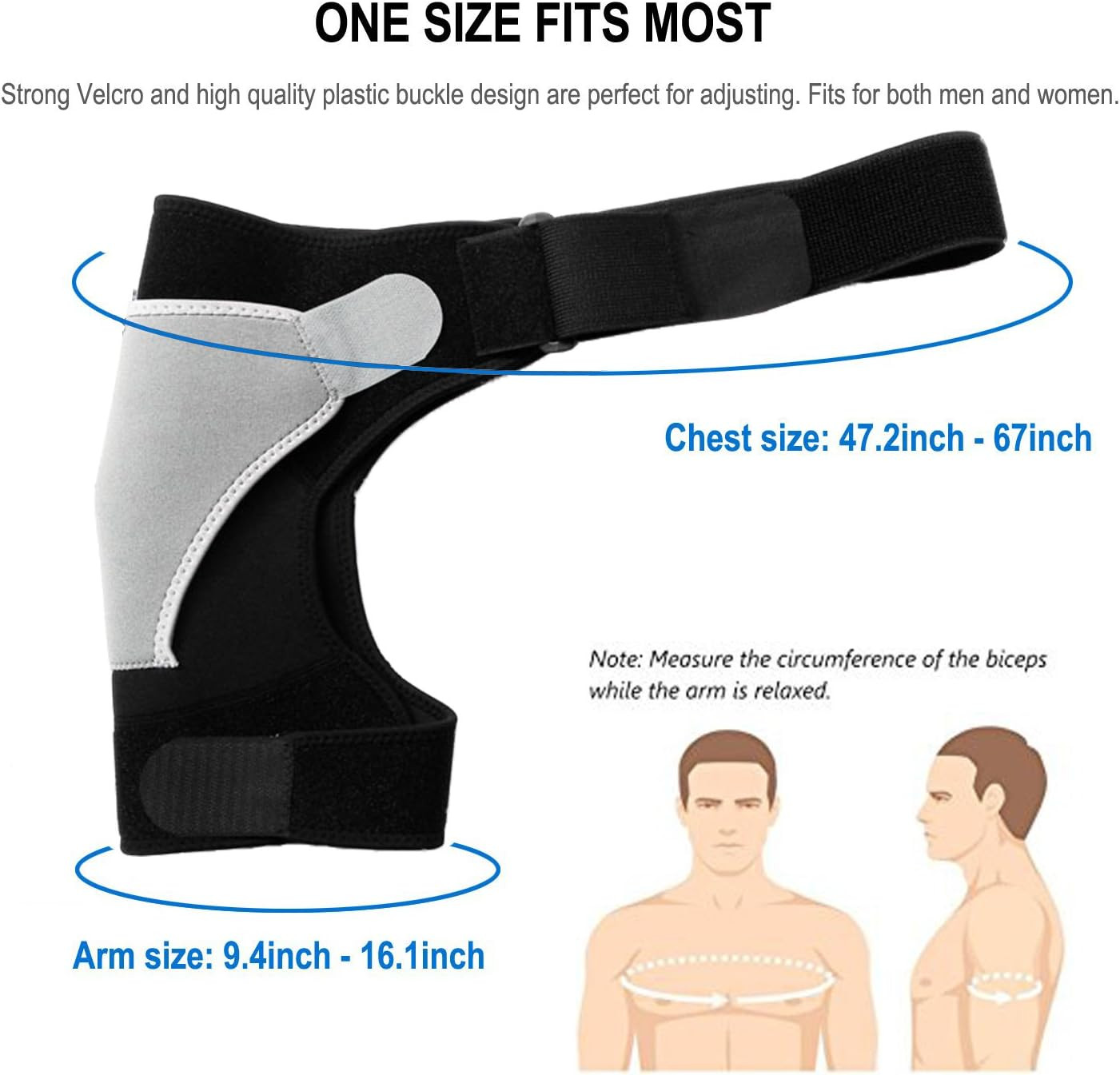 Shoulder Stability Brace Adjustable Shoulder Support with Pressure Pad, Light Br