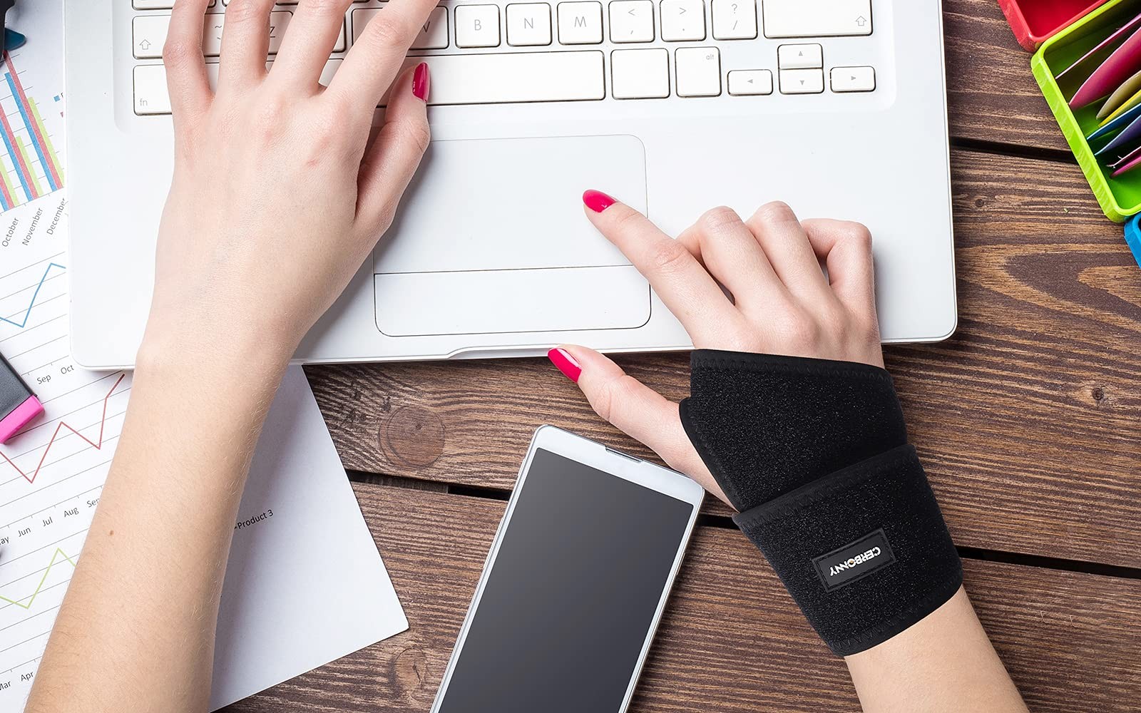 CERBONNY Carpal Tunnel Wrist Brace,2Pack 2 Count (Pack of 1), Black