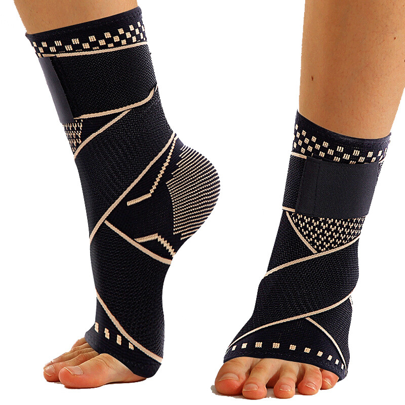 Copper Ankle Support Brace Compression Sleeve Socks Fasciitis Foot Pain Relief