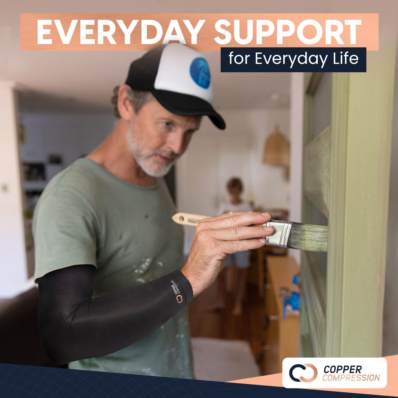 Copper Infused Compression Arm Sleeve – Full Arm Brace for Elbow Pain Relief, Sp