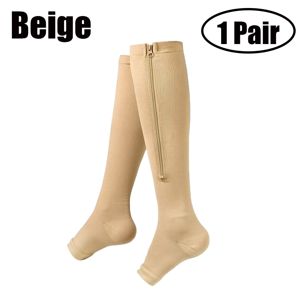1/3pairs Toeless Zipper Compression Socks – Zip Up Circulation Pressure Stocking