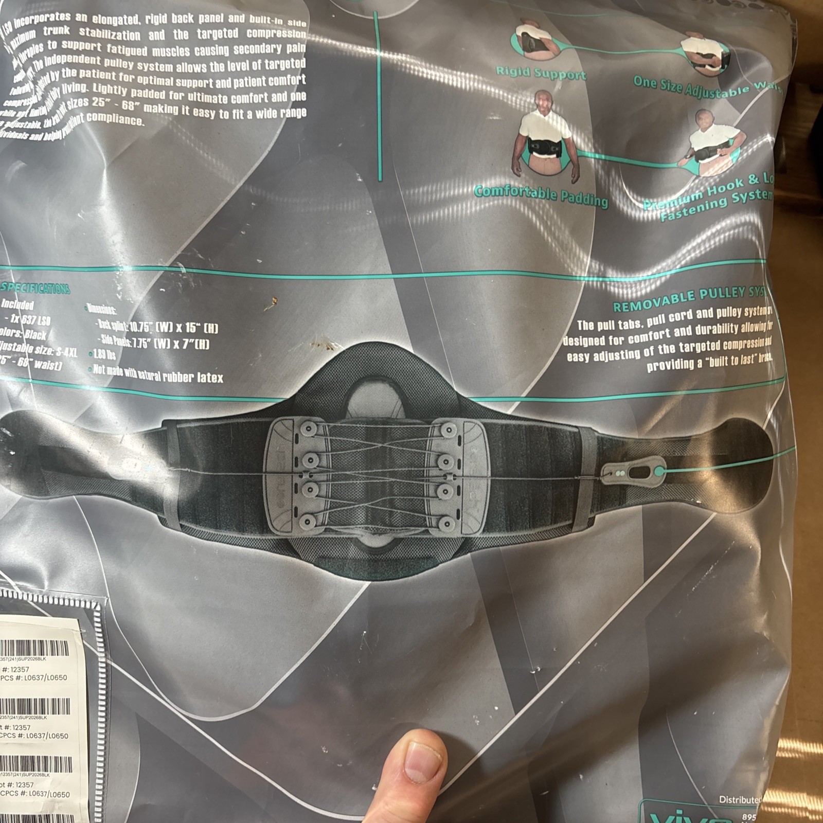 Coretech 637 LSO Back Support & Stabil Brace S-4XL 25″-68″ Waist ~ SUP2026BLK