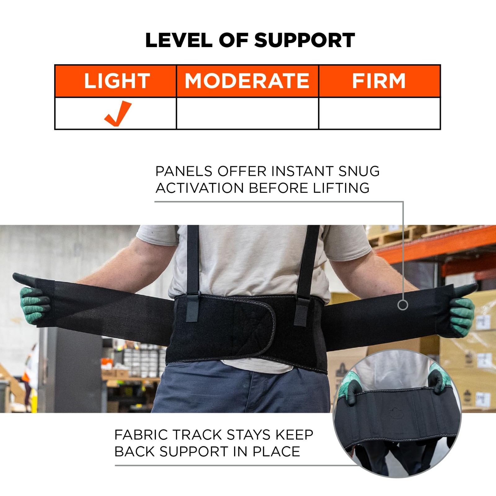 Ergodyne ProFlex 100 Large Elastic Back Support Brace with Adjustable Suspenders
