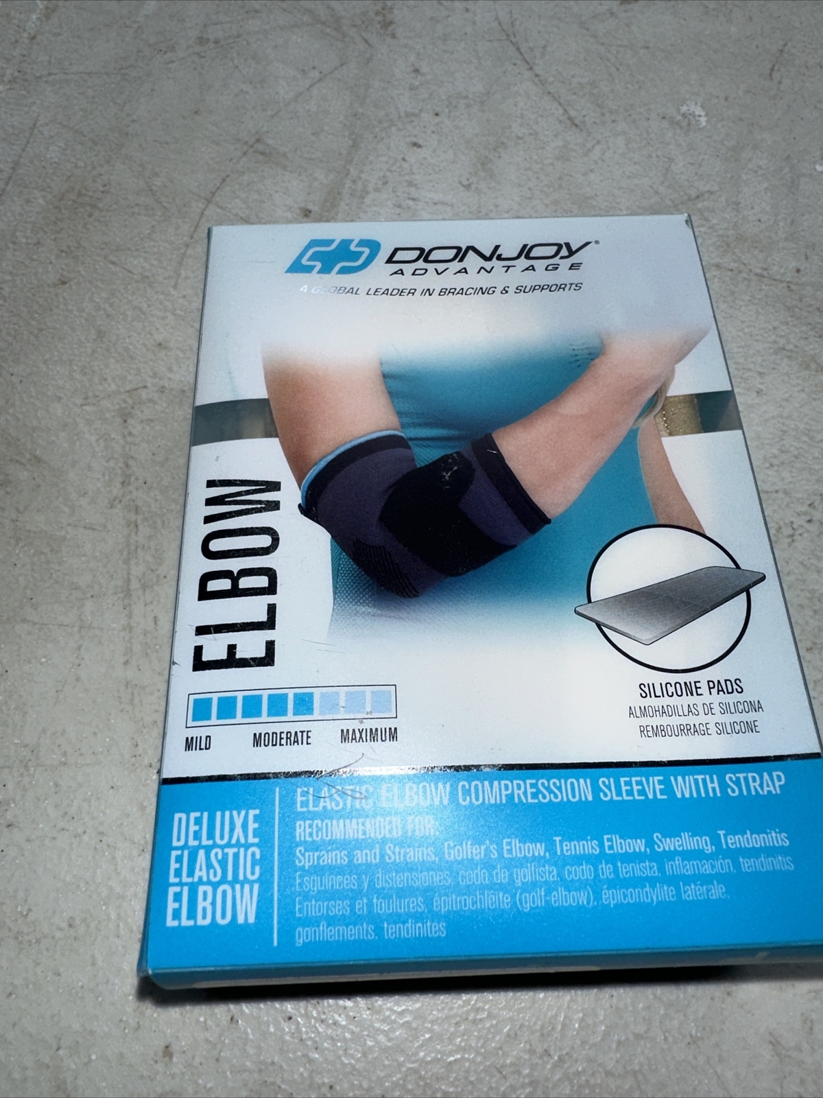 DonJoy Advantage Deluxe Elastic Elbow Compression Sleeve w/ Strap, Beige, Small