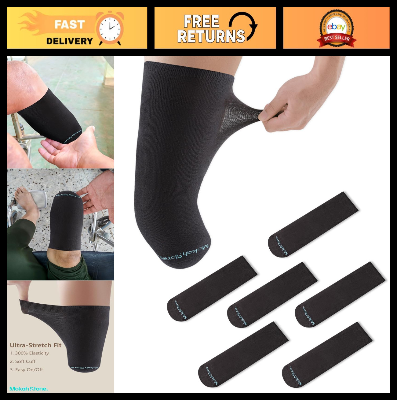 “Soft Elastic Cotton Amputee Socks for Prosthetic Stump Shrinkers – Extra Wide,