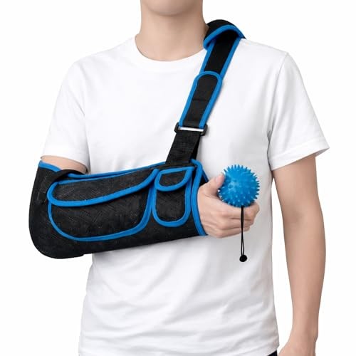 Arm Sling Shoulder Immobilizer, Mit Squeeze Balls for Hand Therapy, Medium