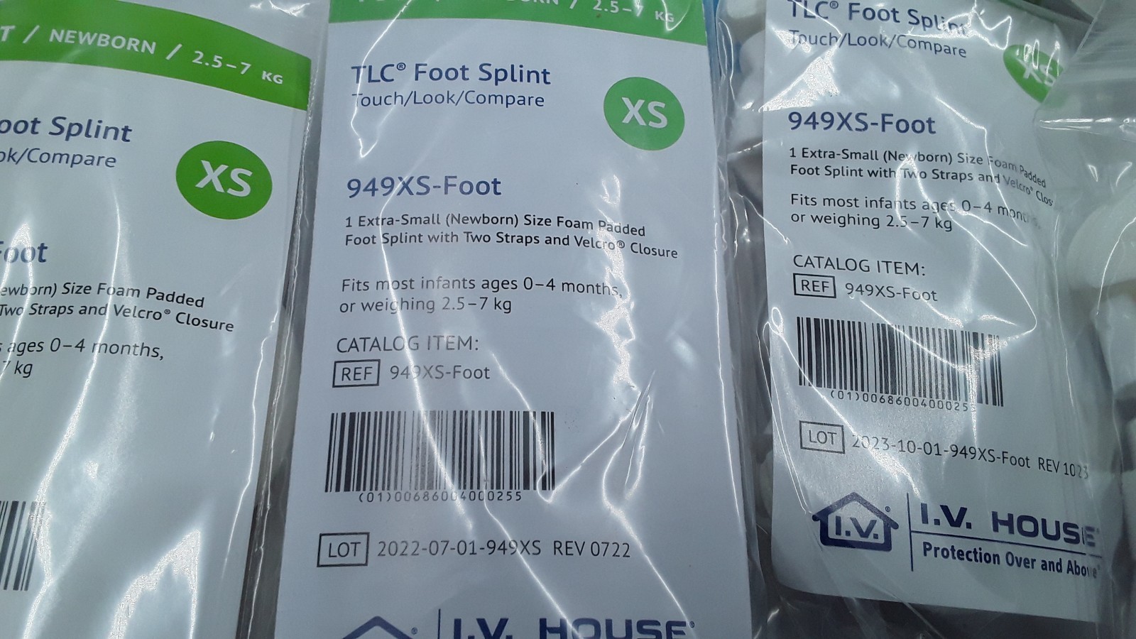 I.V. House Foot Newborn 2.5-7kg TLC Foot Splint XS REF 949XS-Foot Lot of 30