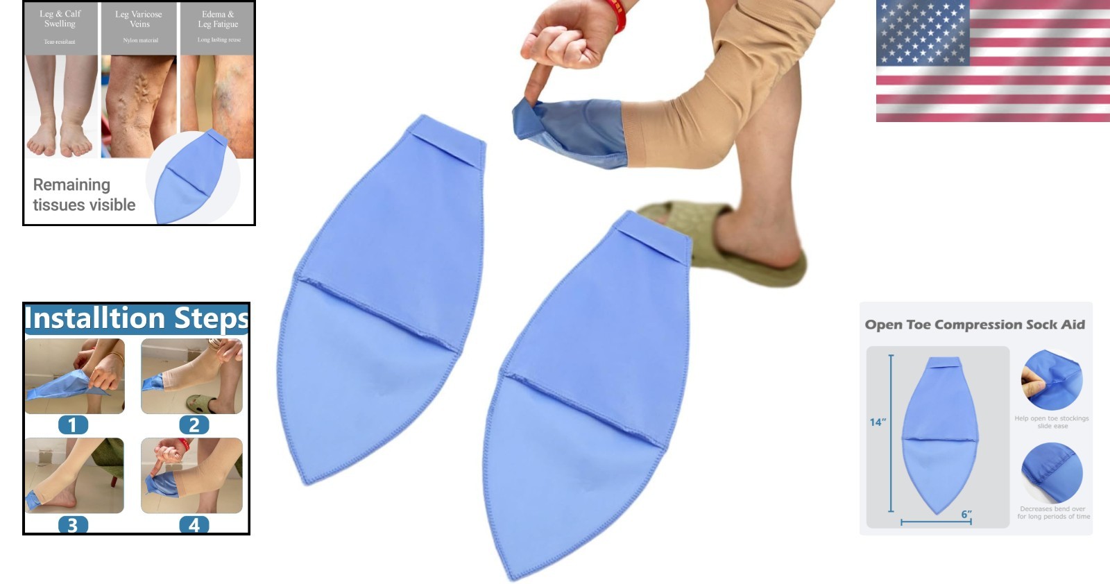 Open Toe Compression Sock Aid – Easy Slide Applicator for Elderly & Disabled