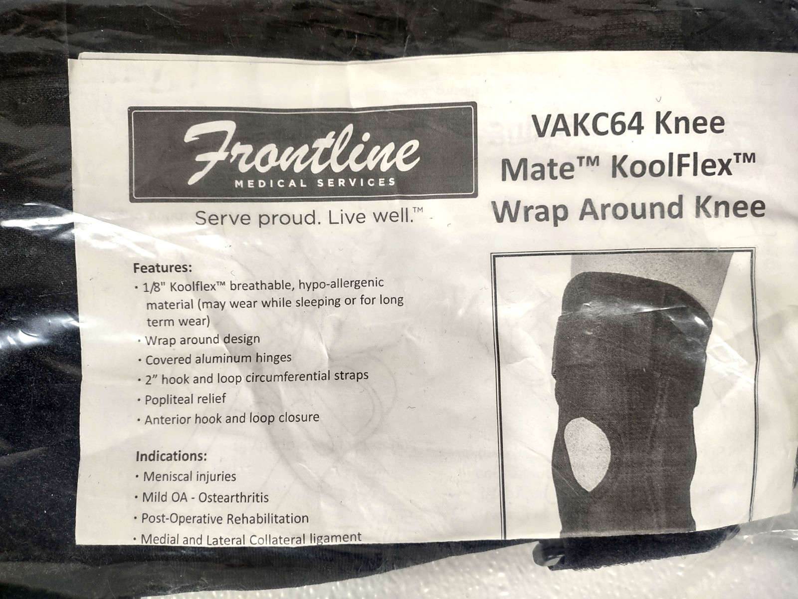 New Front Line VAKC64 Koolflex Wrap Knee Mate Orthosis – LARGE – WRAP AROUND