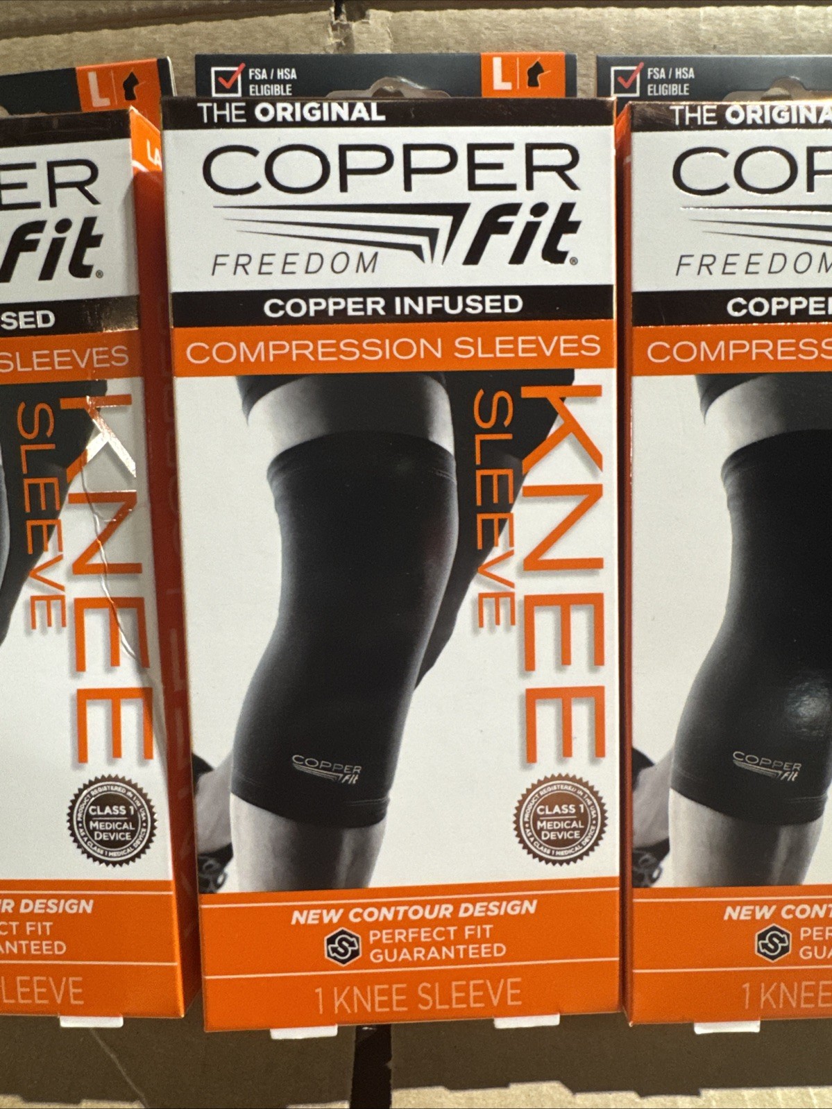3x COPPER FIT ORIGINAL COPPER INFUSED COMPRESSION KNEE SLEEVE LARGE NEW
