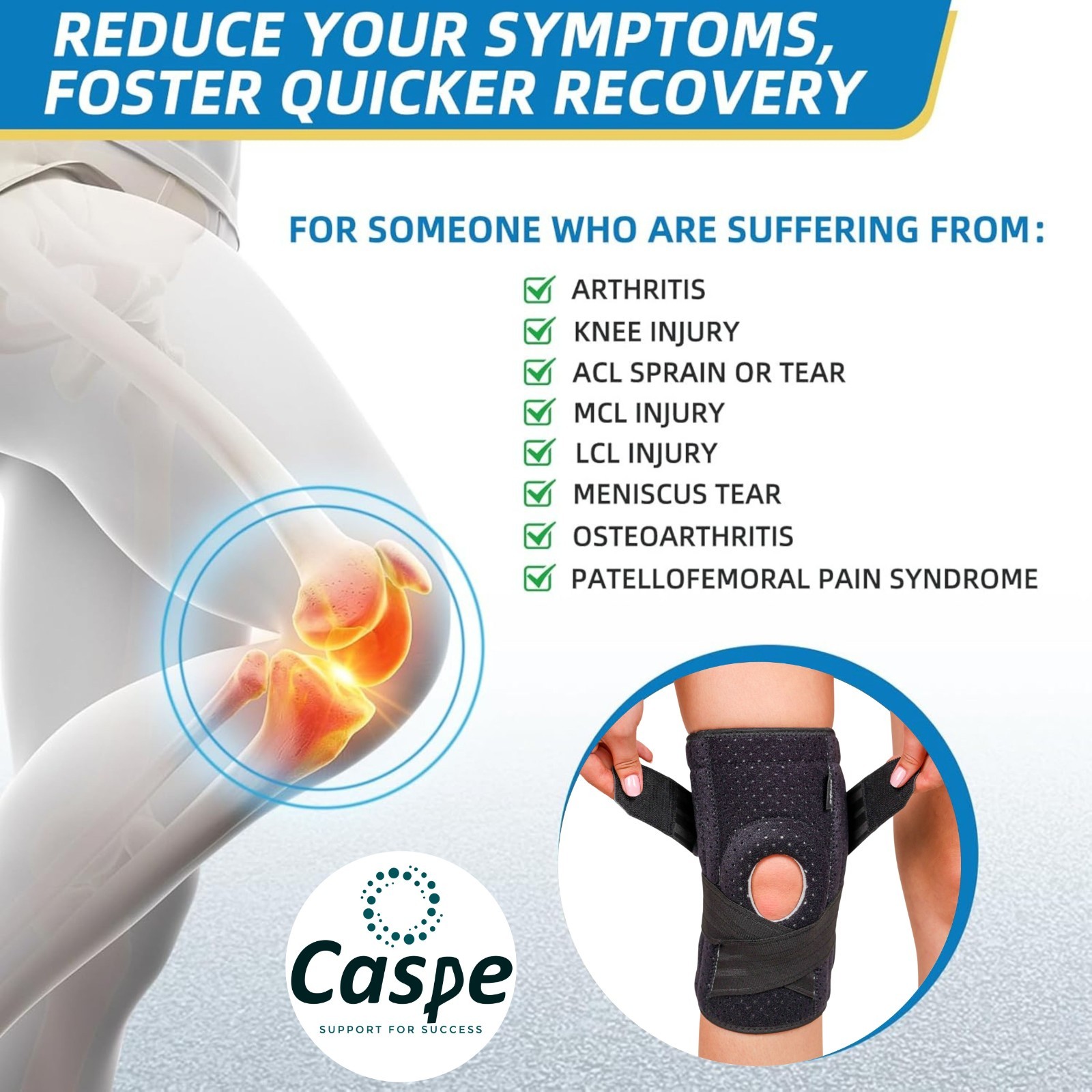 Knee Brace Adjustable Compression Support for Sport Joint Pain Arthritis Relief