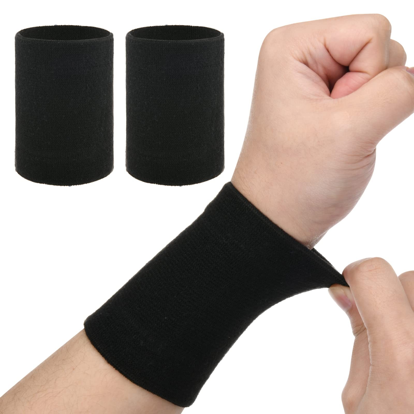 Cosmos 1 Pair Compression Wrist Sleeve Nylon Brace Wraps One Size, Black